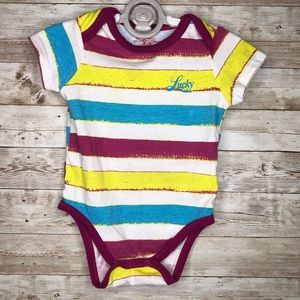 Lucky Brand One Piece Bodysuit with Stripes 6-9 M